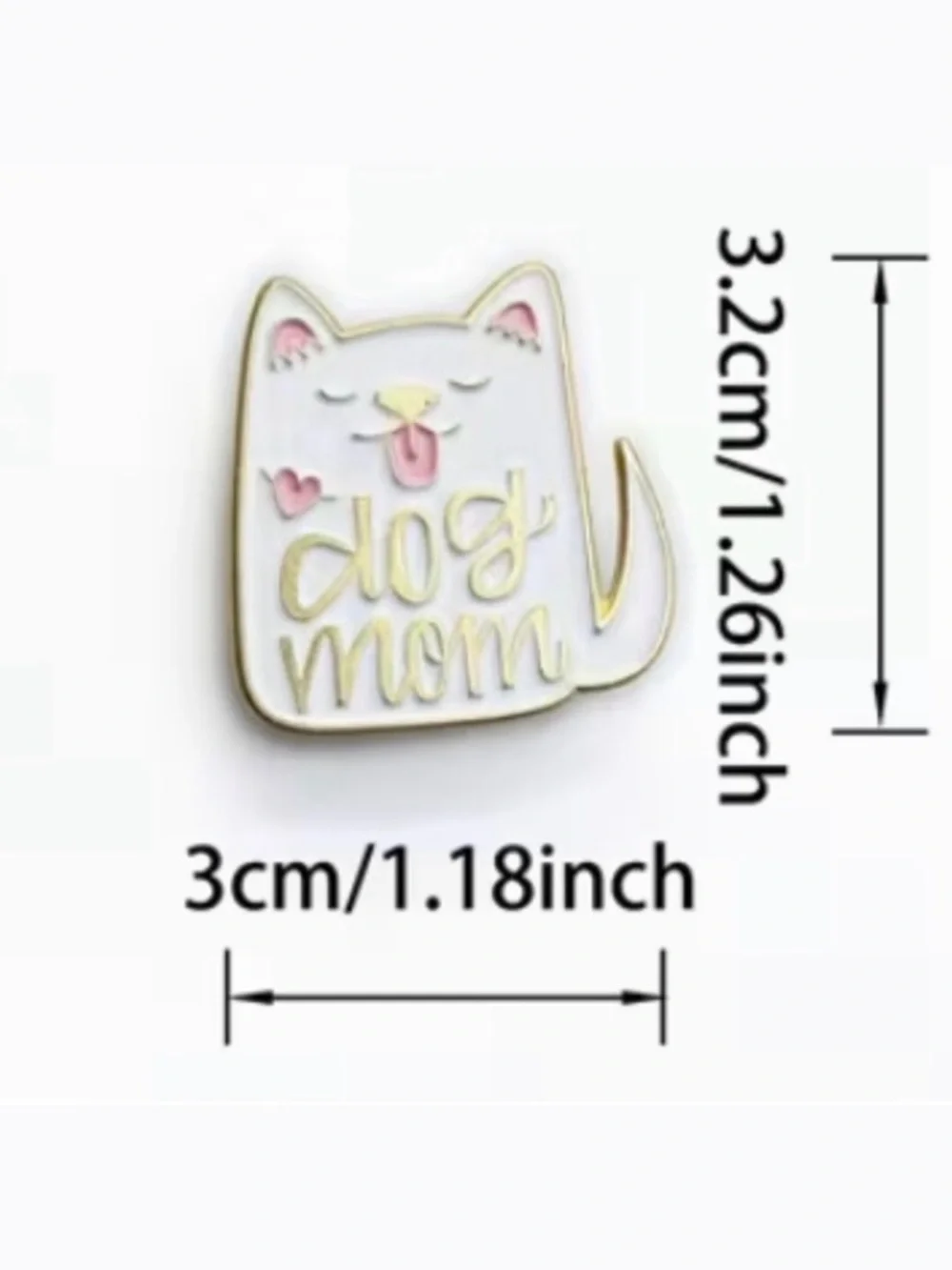 Dog Mom Enamel Pin White Gold Cute Puppy Pet Lover Gift NWT